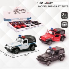 Magic Toys Jeep Wrangler rendőrségi hátrahúzható fém autómodell több változatban 1/32 autópálya és játékautó