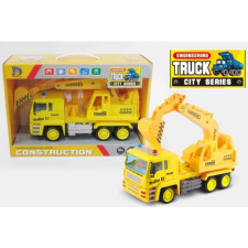 Magic Toys Markolós teherautó modell sárga színben 27cm-es autópálya és játékautó