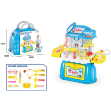 Magic Toys Orvosi készlet kék kinyitható táskában 18x15x26cm orvosos játék