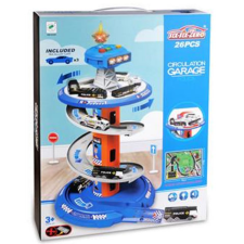 Magic Toys Parkolótorony játékszett fénnyel és hanggal és három kisautóval autópálya és játékautó