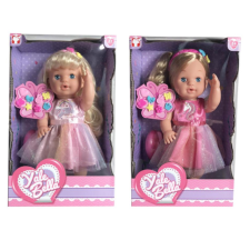 Magic Toys Pisilős hajas baba unikornisos ruhában kétféle változatban 30cm baba