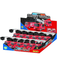 Magic Toys Pull-back 1:43 hátrahúzható tűzoltóautó nyitható ajtókkal fény effektekkel 1 db autópálya és játékautó