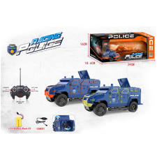 Magic Toys RC Páncélozott távirányítós rendőrautó fényekkel 1/16 kétféle változatban autópálya és játékautó