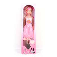 Magic Toys Rózsaszín ruhás divatbaba hanggal 56cm baba