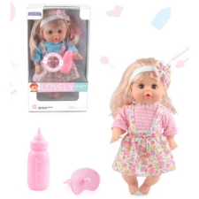 Magic Toys Sweet Baby baba szőke hajjal nyári ruhában, hanggal és cumikkal több változatban baba