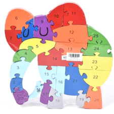 Magic Toys Számos fa oktató elefánt puzzle puzzle, kirakós