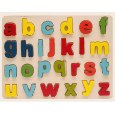 Magic Toys Színes fa formaillesztő puzzle ABC kisbetűkkel 26db-os készlet puzzle, kirakós