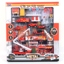 Magic Toys Tűzoltósági játékszett benzinkúttal és kiegészítőkkel autópálya és játékautó