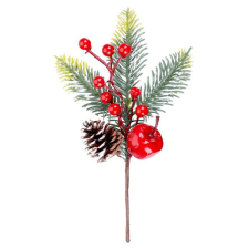  MagicHome karácsonyi ág, almával és bogyókkal, 23 cm karácsonyi dekoráció