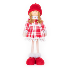 MagicHome karácsonyi dekoráció, Kislány kockás ruhában, 32 cm karácsonyi dekoráció