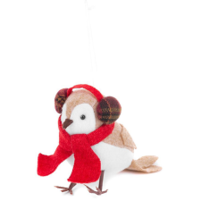  MagicHome karácsonyi dekoráció, Madár sállal, 12 cm karácsonyi dekoráció