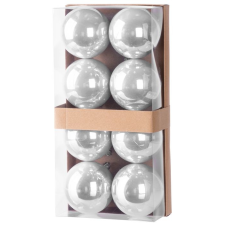  MagicHome karácsonyi gömbok, 8 db, ezüst, karácsonyfára, 7 cm karácsonyfadísz
