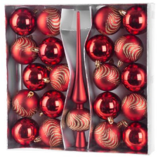 MagicHome karácsonyi gömbok, készlet, 21 db, 6 cm, piros, csúcs, karácsonyfára karácsonyfadísz