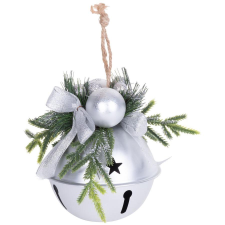  MagicHome karácsonyi száncsengő, 8 x 8 x 10 cm, ezüst karácsonyi dekoráció