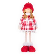 MagicHome MagicHome karácsonyi dekoráció, Kislány kockás ruhában, 32 cm karácsonyi dekoráció