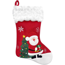 MagicHome MagicHome karácsonyi dekoráció, Zokni Mikulással, piros, 41 cm karácsonyi dekoráció