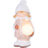 MagicHome MagicHome karácsonyi szobor, Lány hógolyóval, 1 LED, terrakotta,14 x 13 x 25 cm
