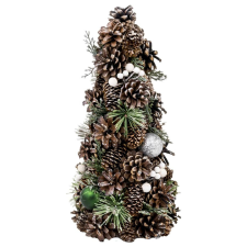MagicHome Vianoce Karácsonyfa MagicHome Karácsony, natúr, zöld gömbökkel, 47 cm karácsonyi dekoráció