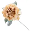  MagicHome virág, bazsarózsa levéllel, arany, szár, virágméret: 12 cm, virághossz: 23 cm, csomag. 6 d