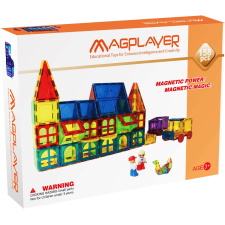 Mágneses építőjáték, MAGPLAYER, 3D építőelem mágnes, 158 darab mágneses építőjáték