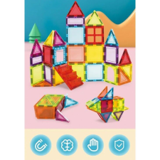 Mágneses építőkészlet gyerekeknek, THD csempe, 26 db, különböző geometriai formájú pasztell társasjáték