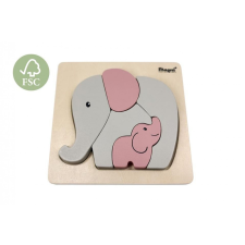 Magni Fa formabeillesztő puzzle Elefántok, pasztell rózsaszín Magni fajáték