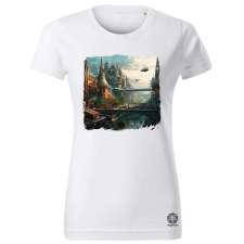 Magnolion Disztópikus cyberpunk Budapest v3 női póló - 19 szín, XS-2XL női póló