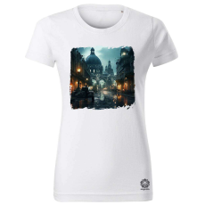 Magnolion Disztópikus cyberpunk Budapest v8 női póló - 19 szín, XS-2XL