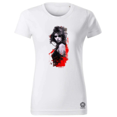 Magnolion Ezüst piros portré fantázia v2 női póló - 19 szín, XS-2XL