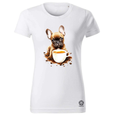 Magnolion Francia buldog kávézik v2 női póló - 19 szín, XS-2XL női póló