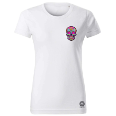 Magnolion Hímzett vintage koponya zseb női póló - 19 szín, XS-2XL