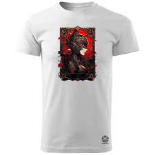 Magnolion Kártya fantázia Macskanő v2 férfi póló - 19 szín, S-3XL férfi póló