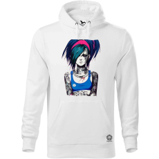 Magnolion Kék hajú tetovált punk lány férfi pulóver - 19 szín, S-5XL