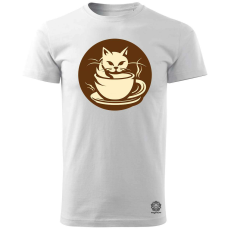 Magnolion Macska és kávé v5 férfi póló - 19 szín, S-3XL