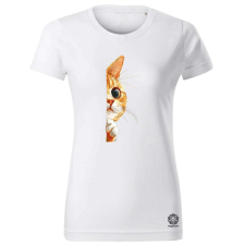 Magnolion Macska kukucskál v3 női póló - 19 szín, XS-2XL női póló