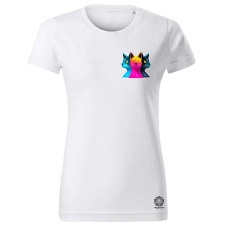 Magnolion Macska sziluett zseb női póló - 19 szín, XS-2XL női póló