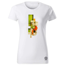 Magnolion Narancs zöld absztrakt formák v2 női póló - 19 szín, XS-2XL női póló