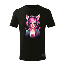 Magnolion Pink gamer macskalány v1 gyerek póló - 11 szín, 4-12 éves gyerek póló
