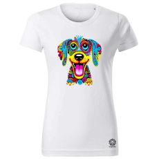 Magnolion Pszichedelikus kutya firka v2 női póló - 19 szín, XS-2XL