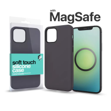  MagSafe rögzítésű Soft Touch Silicone Case Apple Iphone 14 Pro készülékhez - éjfekete tok és táska