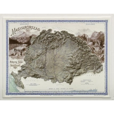 Magyar Honvédség - HM Térképészeti Kht. Magyarország hegyrajzi és vízrajzi térképe dombortérkép, képeslap MH. 22 x 18 cm 1899 év térkép