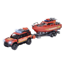 Majorette GS Land Rover tűzoltó autó hajóval - Piros autópálya és játékautó