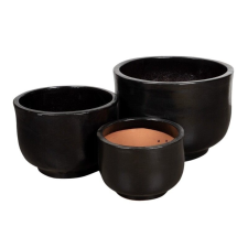Malaga Rita High kerámia ültetőtál szett ébenfekete 30x22-48,5x35cm S/3 kerti tárolás