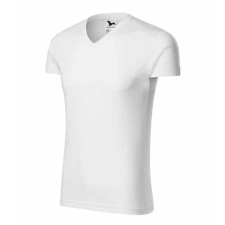 Malfini 146 Malfini Slim Fit V Nyakú férfi póló Fehér - 3XL munkaruha