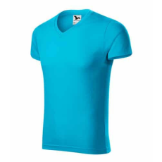 Malfini 146 Malfini Slim Fit V Nyakú férfi póló türkiz - 2XL