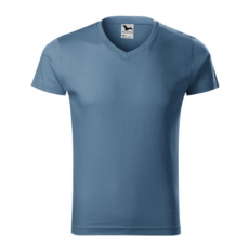 Malfini ADL146 SLIM FIT V-nyakú Férfi póló (farmerkék, L) Malfini