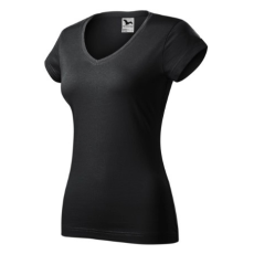 Malfini ADL162 FIT V-nyakú Női póló (ébenszürke, XS) Malfini
