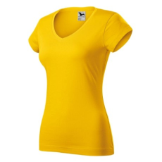 Malfini ADL162 FIT V-nyakú Női póló (sárga, M) Malfini