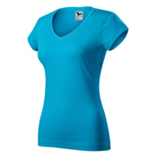 Malfini ADL162 FIT V-nyakú Női póló (türkiz, XS) Malfini