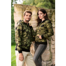 Malfini ADLC19 CAMO ZIPPER Cipzáros férfi pulóver (terepszín zöld, S) Malfini munkaruha